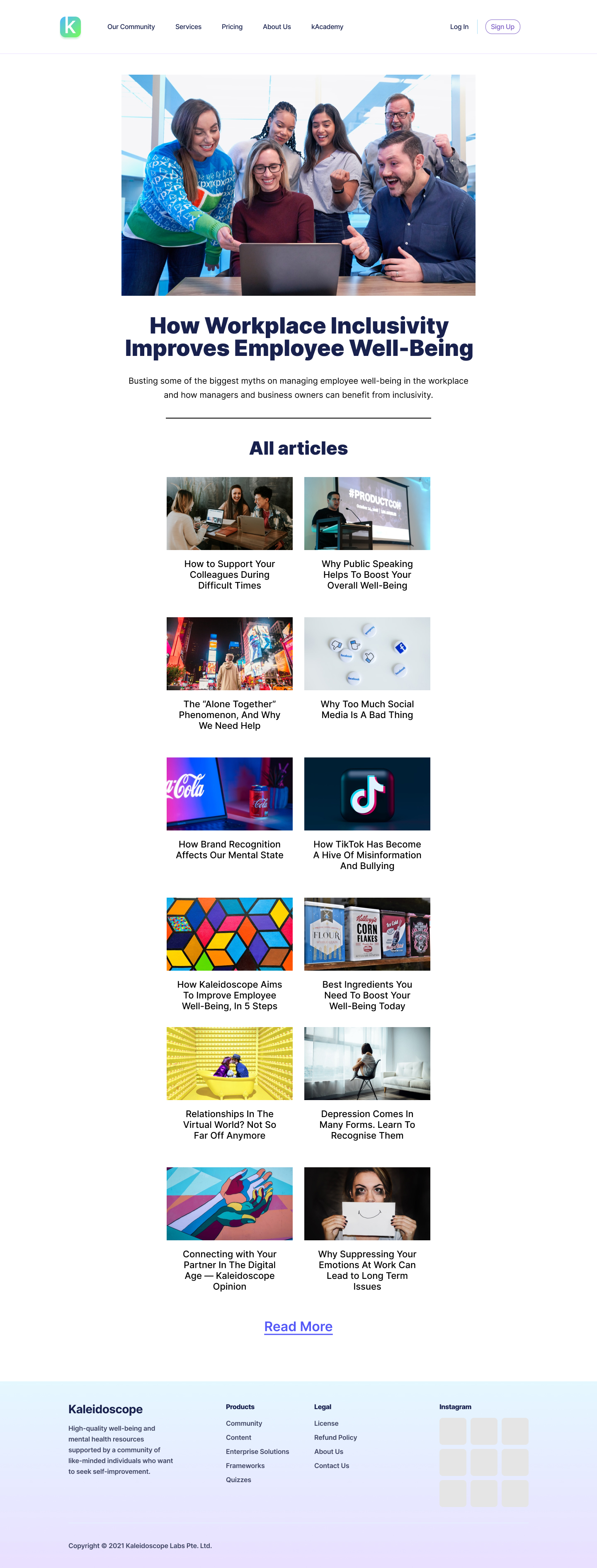 Blog listing page